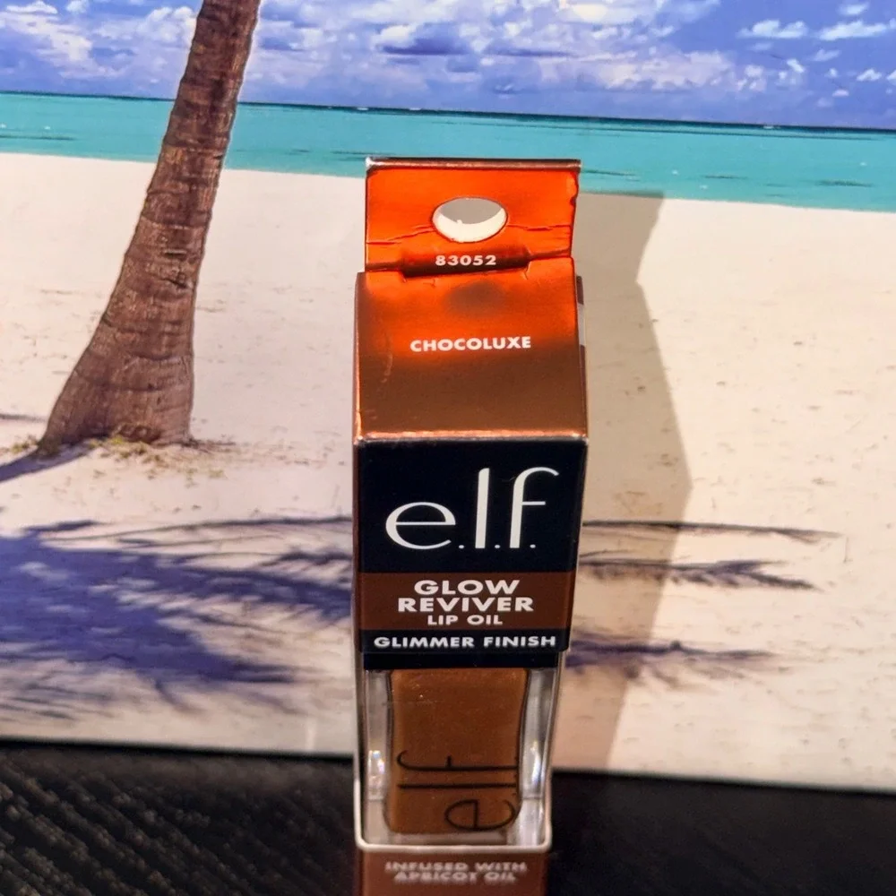 e.l.f. Glow Reviver Lip Oil ChocoLuxe 83052 Glimmer Finish Brown Shimmer New